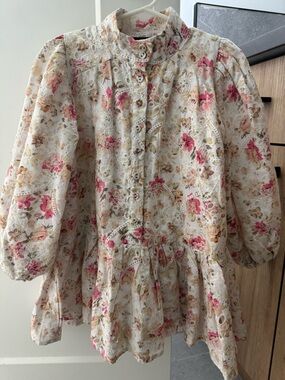 Bardot Kids Floral Eyelet Dress in Cream, Pink and Tan